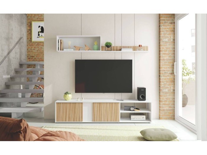 ECCO SALON TV 180 CM REVERSIBLE ACABADO BLANCO ARTIK / NATUR